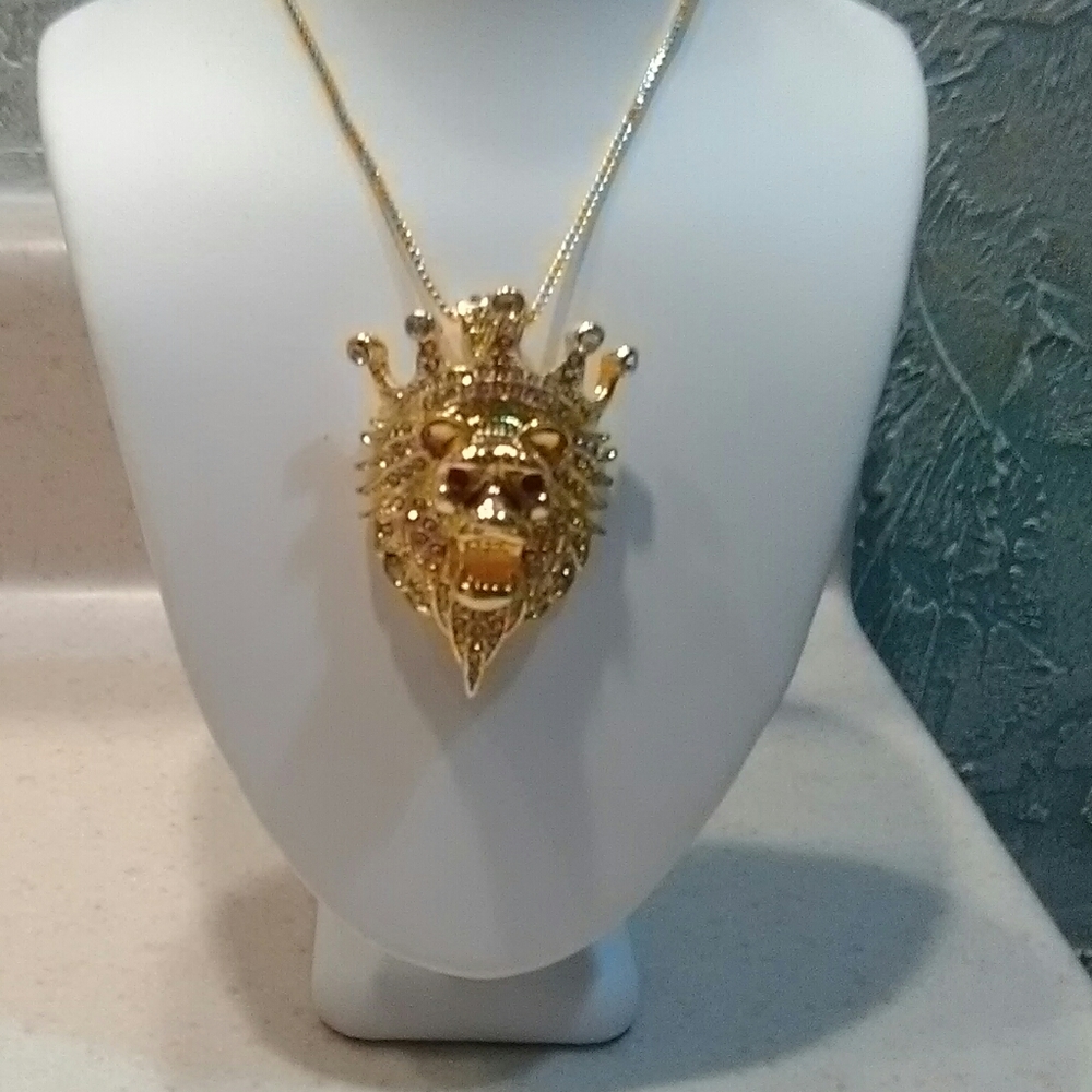 Huge Gold Lion Pendant